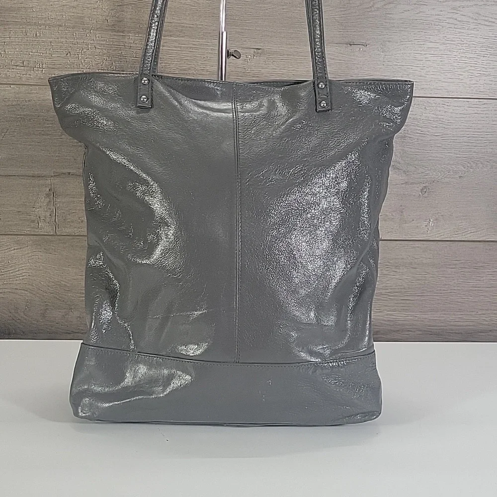 Latico NJ for Anthropologie Classic Grey Leather Tote Bag - Sleek Everyday Carry